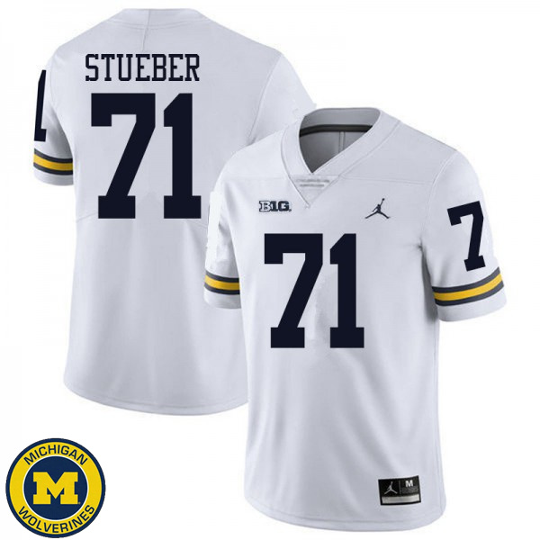 Men Michigan Wolverines #71 Andrew Stueber White Jordan Brand High School Jersey